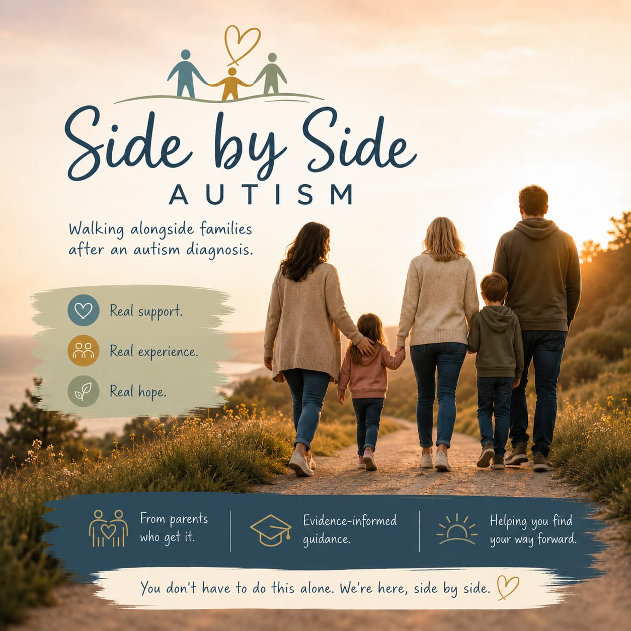 Side by Side Autism. Walking alongside families after an autism diagnosis. Real support, real experience and real hope.